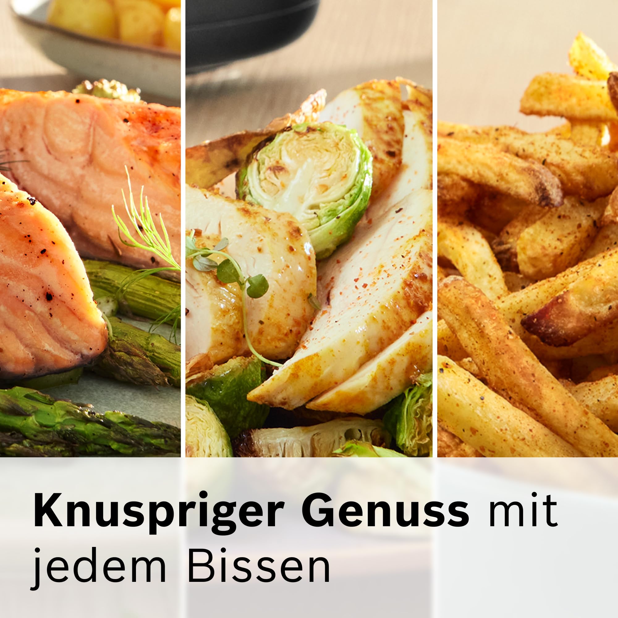 Bosch Heißluftfritteuse Serie 6, XXL 7,2 L Fassungsvermögen, 7 voreingestellte Programme, beleuchtetes Sichtfenster, bis zu 65% schnelleres Kochen, AirFryer in Schwarz, MAF671B0 7