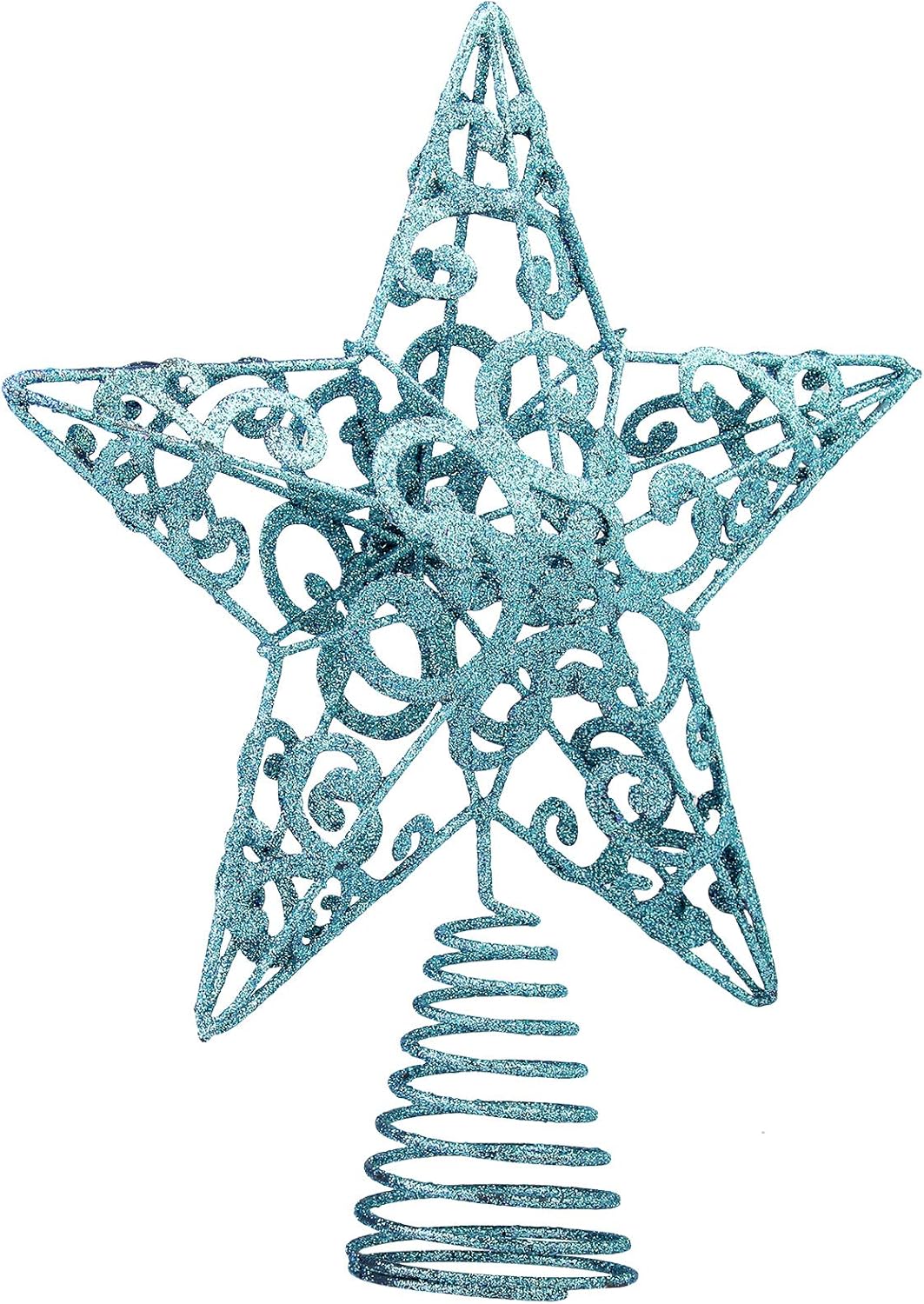Tree Toppers - Aneco 10 Inches Christmas Tree Topper Star Metal Glittered Star Treetop Decoration Hollow-Out Star Topper Decoration for Christmas Home Decor