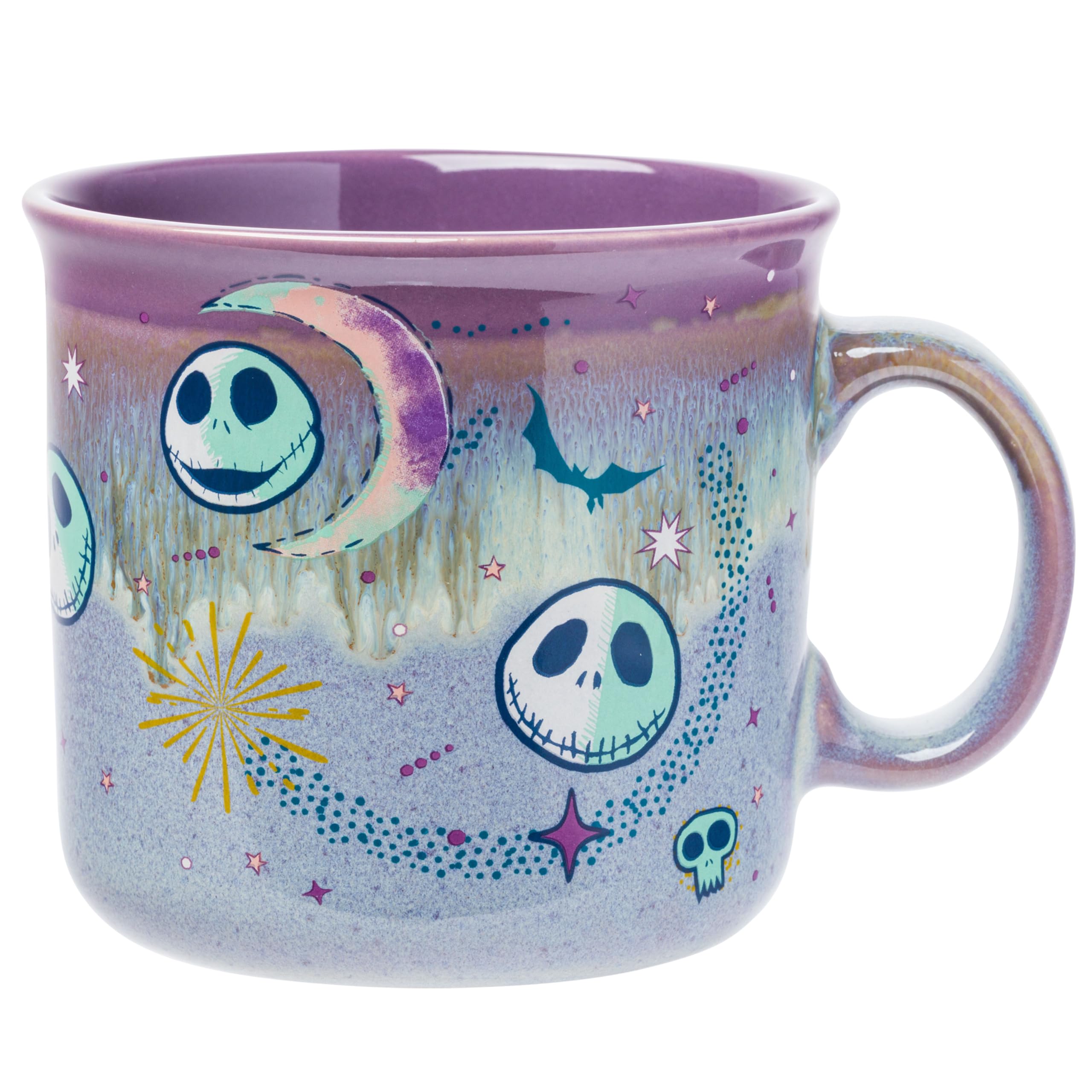 Photo 1 of **CHIP BY THE HANDLE** Silver Buffalo Disney Nightmare Before Christmas Jack Skellington Mystic Opulence Reactive Glaze Ceramic Camper Mug, 20 Ounces