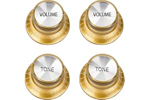 Banworks '60s Guitar Control Knobs 24-Spline Imperial Knobs 6mm (15/64") 2 Tone + 2 Volume Knobs Aluminum Top Speed Knobs for Gibson Les Paul SG Guitars Pack of 4 JT/XN-09 Golden with Silver Top