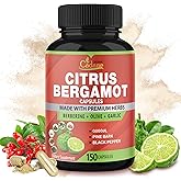 Cadane Citrus Bergamot Supplement Capsules with Berberine, Olive, Guggul, Garlic, Pine Bark, Black Pepper - 150 Caps for 5 Months Supply