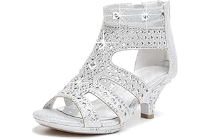 Dufannie Toddler Little Big Kid High Heels Flower Girls Party Dress Shoes Glitter Pump Sandals