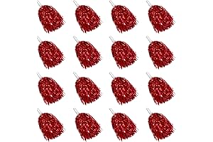 PPXMEEUDC 16PCS Cheerleading Pom Poms Metallic Foil Plastic Pom Poms with Baton Handle for Game Sports Squads Dancing Party Football Basketball Club Spirit Sports Stage Performance Celebration