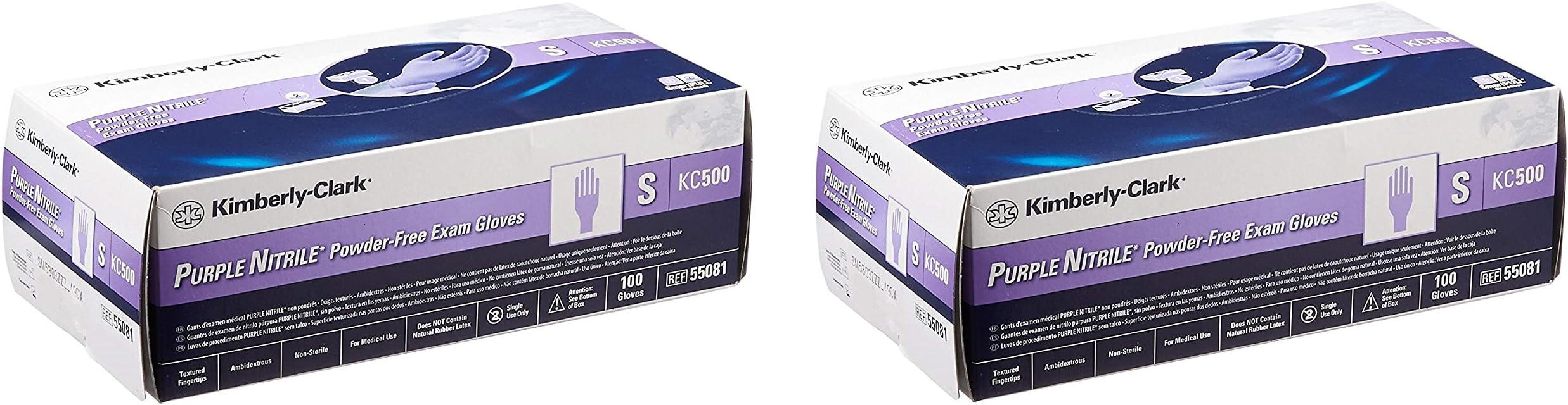 Kimberly Clark Safety 55081 Nitrile Gloves, Powder Free, Small, Purple (2 X Pack of 100)