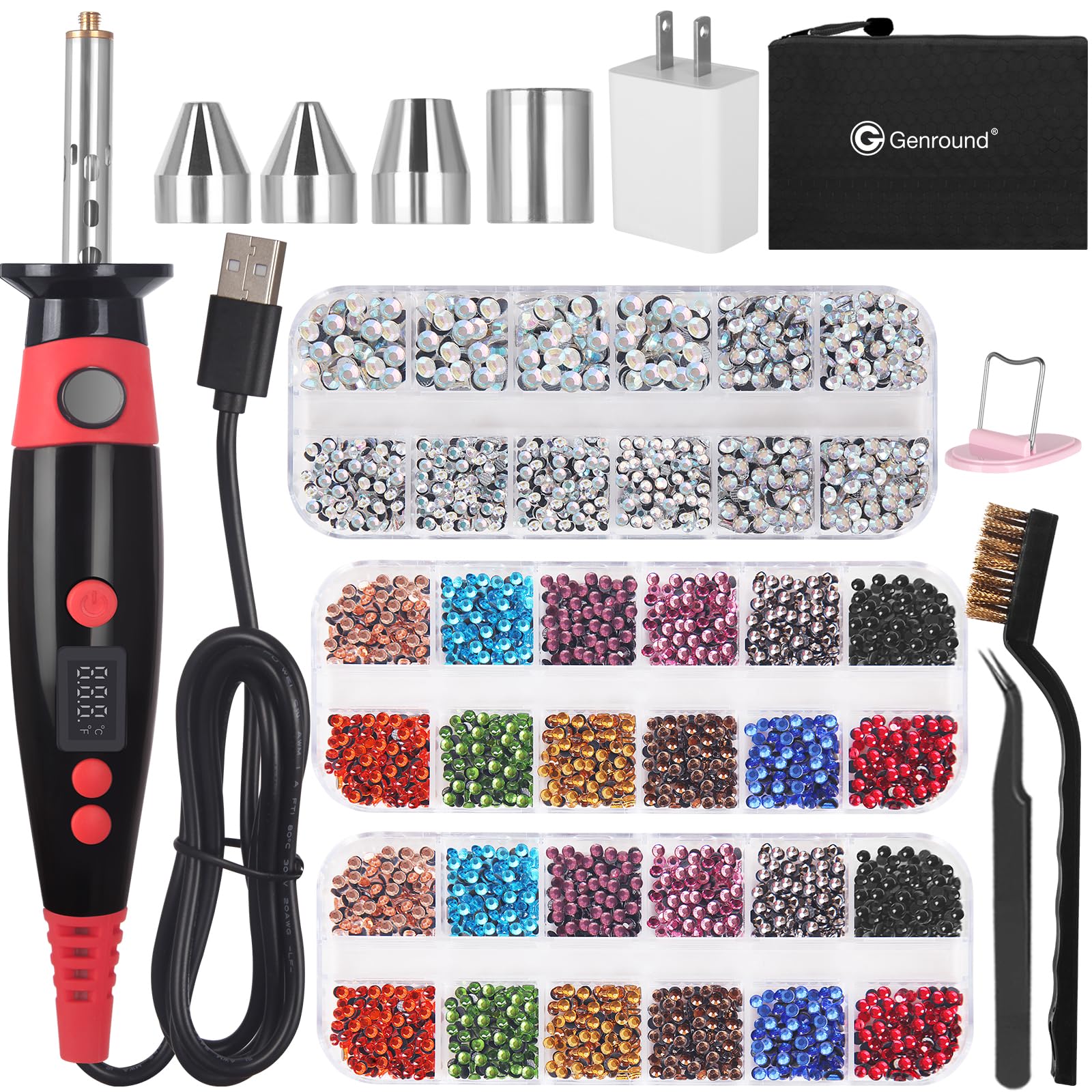 Photo 1 of Genround Hotfix Rhinestone Setter, LCD Display Hotfix Applicator Tool Bedazzler Kit with Rhinestones Hot Fixed Wand