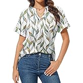 MAXTOOA Womens Short Sleeve Summer Tunic Tops V Neck Casual Loose Fit Shirts Trendy Blouses Basic Tee Valentine's Day Gifts