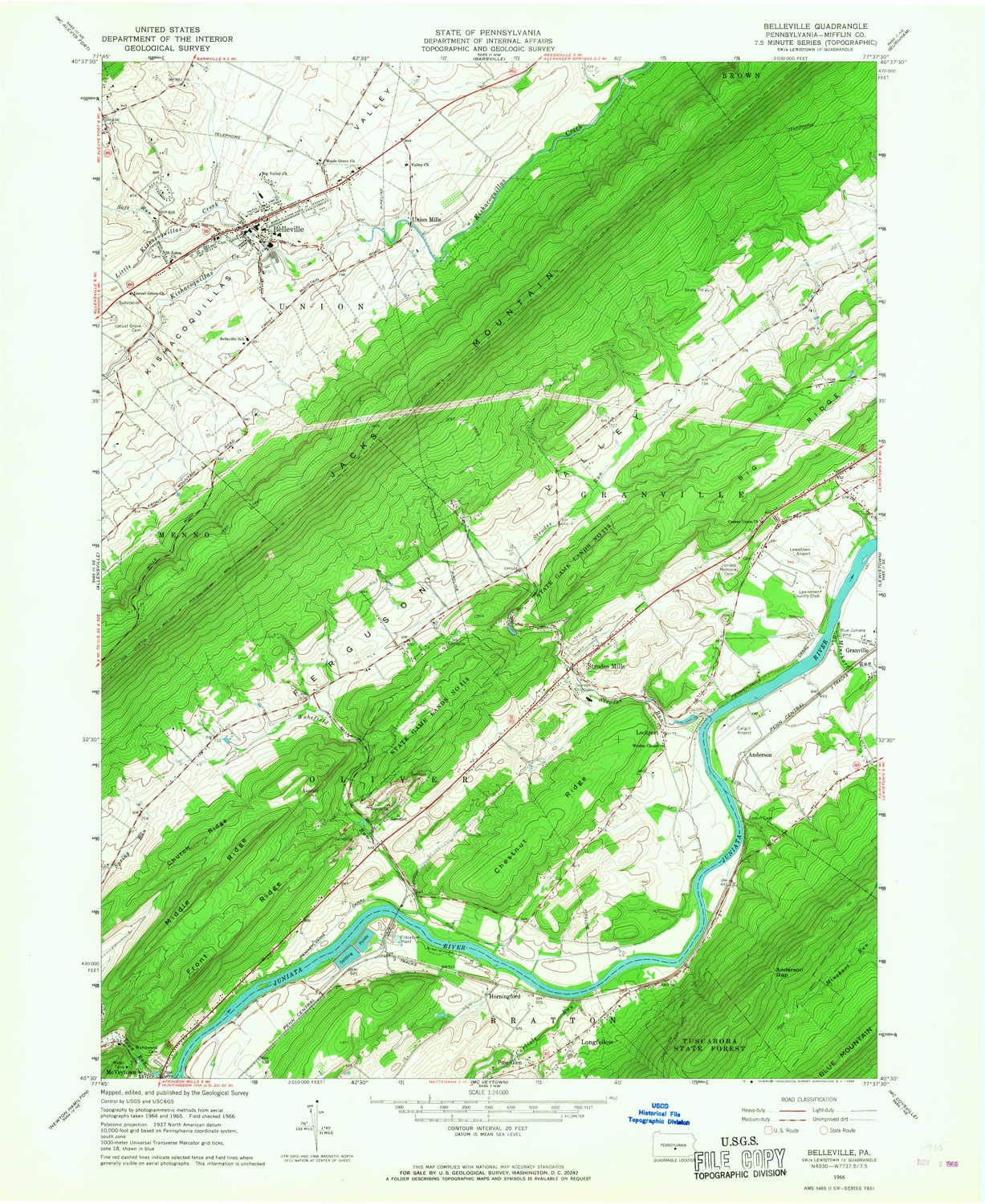 Amazon Com Belleville Pa Topo Map 1 24000 Scale 7 5 X 7 5 Minute Historical 1966 Updated 1968 26 9 X 22 In Polypropylene Sports Outdoors