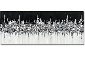 Limiyer Art Hand-Painted Black and Gray Wall Art Textured Oil Paintings Modern Abstract Wall Art Home Decor 24x60 Inches