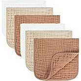 MIGIOL Baby Burp Cloth 100% Cotton Newborn Cotton Muslin Burp Cloth 10x20 inches (White & Coffee 6 Pieces)