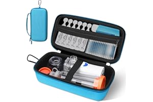 WFDL Asthma Inhaler & Nebulizer Travel Case - Waterproof Organizer with Mesh Pockets | Lightweight Medical Bag for Adults/Kids (Case Only, Blue)