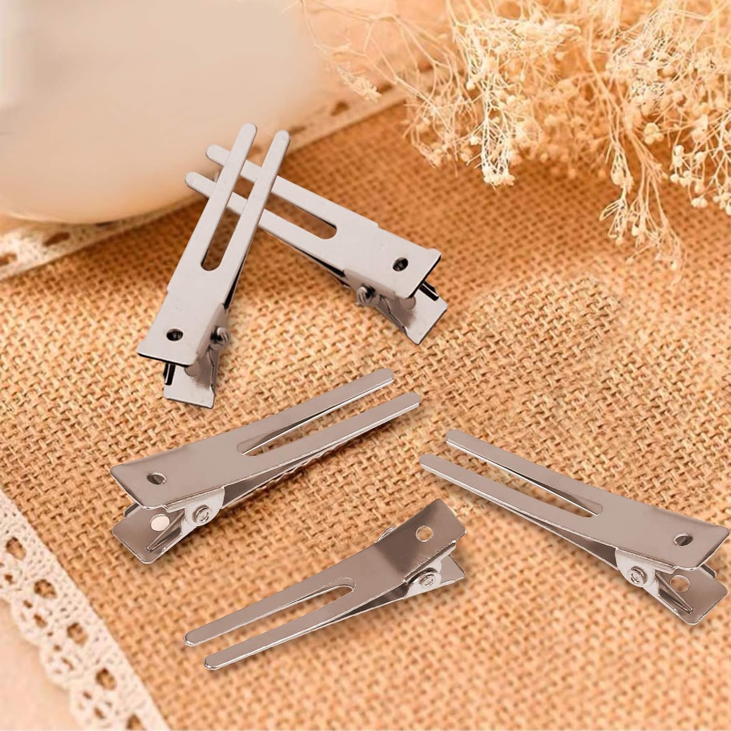 VEGCOO 60 Pack Profession Hairdressing Double Prong Pin Curl Clips - Image 5