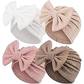 AQOKKA Newborn Baby Girl Hats with Bow Toddler Infant Beanie Cap Newborn Hospital Hats for Baby Girl Kid 3-12 Months