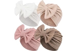 AQOKKA Newborn Baby Girl Hats with Bow Toddler Infant Beanie Cap Newborn Hospital Hats for Baby Girl Kid 3-12 Months