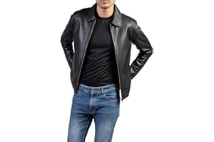 Jild Polo Collar Premium Leather Jacket Men - Old School Classic Style Everyday Wear Real Lambskin Mens Leather Jacket