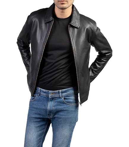 Burk's Bay Lamb Leather Classic Bomber Jacket S Black at Amazon