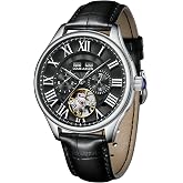 LOUIE JUELEN Luxury Men's Automatic Watches Self-Winding Analog Mechanical Watch Waterproof Dress Wrist Watch for Men, Multi-Color Dial, Leather Strap/Stainless Steel Band, No Battery Needed