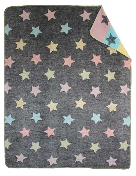 Moon Luxus Sterne bunt Wolldecke Kuscheldecke 150x200
