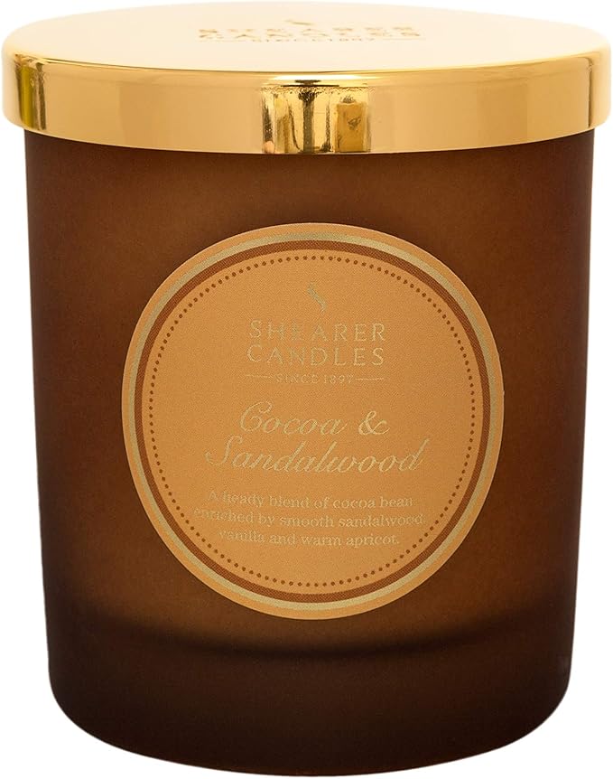 Shearer Candles Cocoa and Sandalwood, Scented, Jar Candle, Cotton Wick, Fragrance & Essential