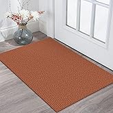 KOZYFLY Indoor Door Mat 2x3 ft Small Area Rugs Washable Front Door Mat Non Slip Rubber Backed Entryway Rug Cotton Entrance Doormat for Front Porch Bathroom Kitchen Bedroom, Orange/Tan