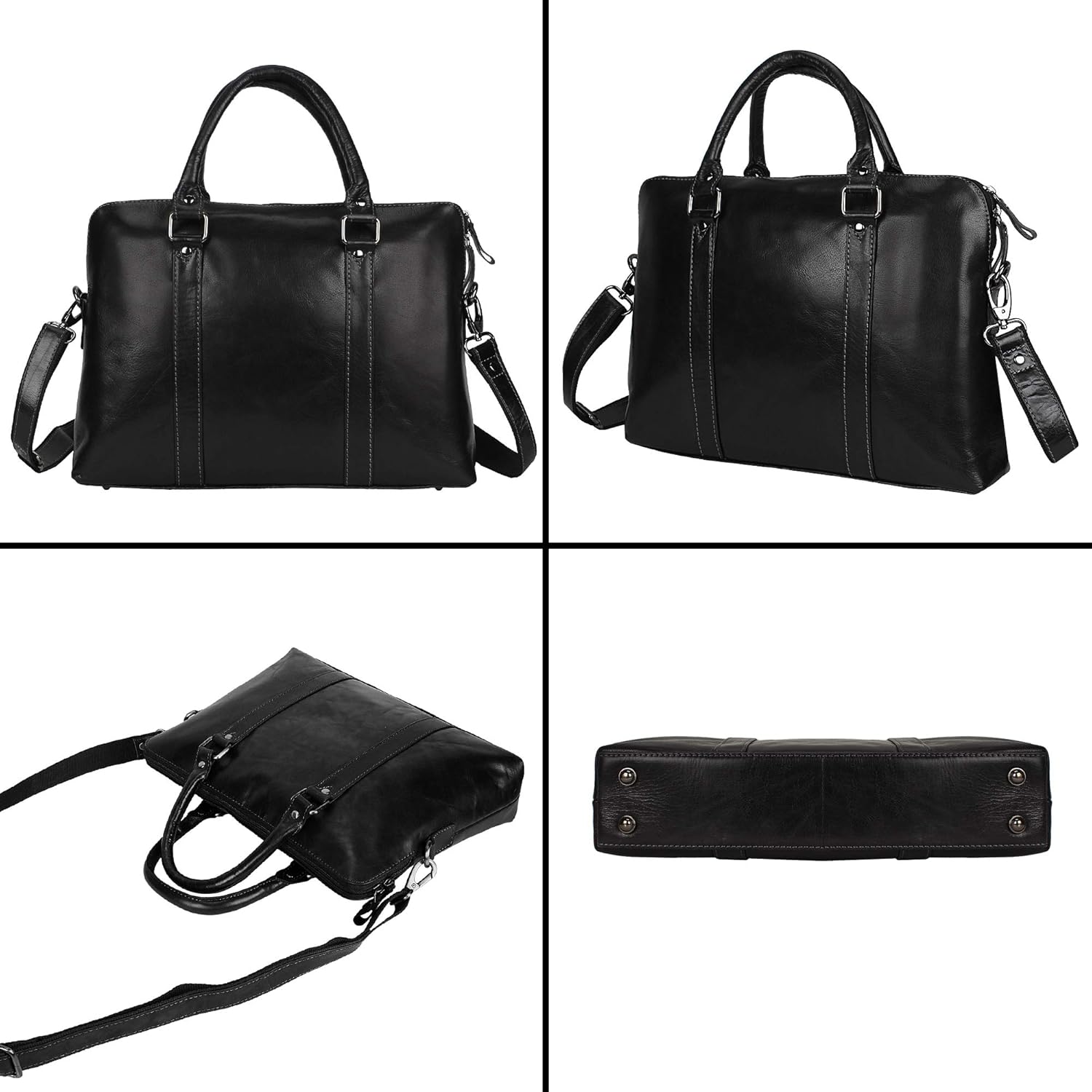 Pitaara Genuine Leather Women's Laptop Bag For Laptops Size 14" (Black): Shoes
