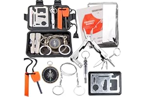 EMDMAK Survival Kit Outdoor Emergency Gear Kit for Camping Hiking Travelling or Adventures (Black)