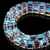 DIQIO 8mm Sparkle Cube Crystal Beads for Jewelry Making - Faceted Spacer Beads for Bracelets(94-100pcs, Crystal Paradise)