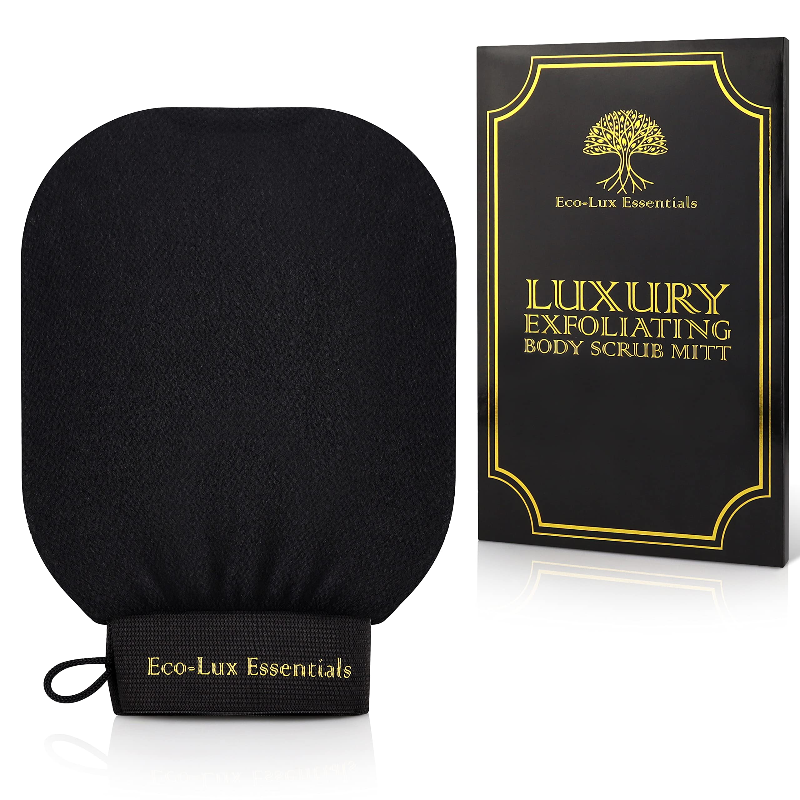 Eco-Lux Essentials Deep Exfoliating Body Scrub Mitt Skin Cleanser Glove Dead Skin Remover Soft Skin For Bath Shower Skincare Women & Men Body Scrub Fake Tan Remover