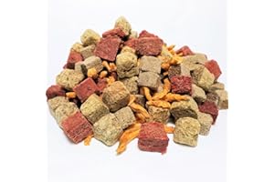Aquatic Foods Inc. Gourmet Blend of Freeze Dried Cubes of Tubifex Worms, Brine Shrimp, Beef Heart Mix with Krill for All Tropical Fish and All Koi & Pond Fish. GB-680-1/8-lb