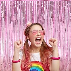 Pink Party Decorations, 3 Pack 3.2ft x 8.2ft Pink