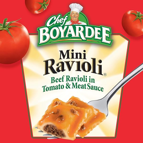 CHEF BOYARDEE MINI BEEF RAVIOLI, MICROWAVE PASTA, CANNED FOOD, 15 OZ.
