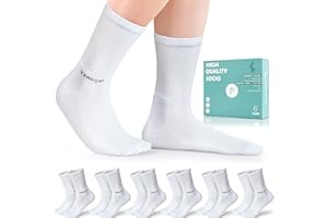 TENYSAF Diabetic Socks for Men Women: Bamboo Crew Seamless diabetes Socks with Cushioned Sole Non-Binding Top 6 Pairs