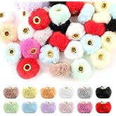 40pcs Colorful Soft Fluffy Beads, 0.23in Faux Fur Pom-Pom Beads, Fuzzy Faux Fur Spacer Large Hole Craft Beads for Pens Earrings Keychains Hair Accessories Bag DIY Crafts