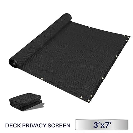 3 x 7, Solid Black: Windscreen4less Deck Privacy Screen for Backyard, Patio, Balcony, Pool, Porch, Railiing, Gardening, Fence Shield Rails Protection Bla