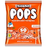 Tootsie Pops Orange Flavored Lollipops, 50 Count, 1.95lb (Pack of 1) | Single Flavor Bag, Chocolatey Center, Individually Wrapped Hard Candy, Peanut Free, Kosher, Gluten Free