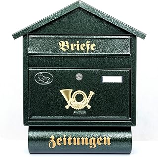Pachurka & Dąże Großer Briefkästen XXL Zeitungsrolle Retro Design Antik Grün T3/T 0.8mm Stark