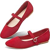 Obtaom Mary Jane Flat Shoes Round Toe Ballet Flats for Women Dressy Fabric Business Flats Comfortable Classic Strap Flats for Office
