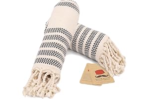 Bazaar Anatolia Turkish Hand Towels Set of 2 Bathroom Towels 33x19 inches 100% Cotton Bath Kitchen Towels with Hanging Loop Boho Farmhouse Decor - Mat Black