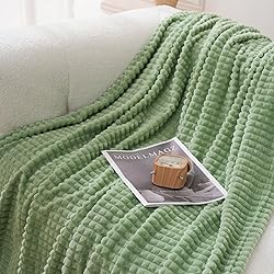 Puncuntex Flannel Fleece Throw Blanket Sage Green