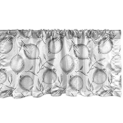 Ambesonne Lemons Window Valance, Monochrome Sketch