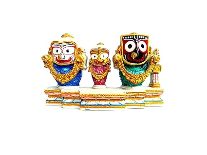 ISKCON Jagannath, Balaram and Subhadra (Stone Statue) 4A Stand 2.75 x 4.5 x 1 inches