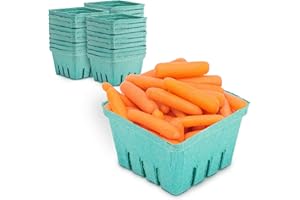 FMP BRANDS [250 Pack] Quart Green Molded Pulp Fiber Berry Basket Produce Vented Container for Fruit and Vegetable, Farmer Market, Grocery Stores and Backyard Party