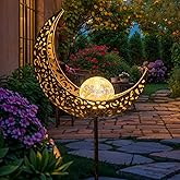 TAKE ME Moon Solar Lights for Women Garden Outdoor Decor Waterproof Metal Solar Stakes Lights for Patio Yard Walkway Lawn Patio Mothers Garden Gifts Mom Wife Grandma