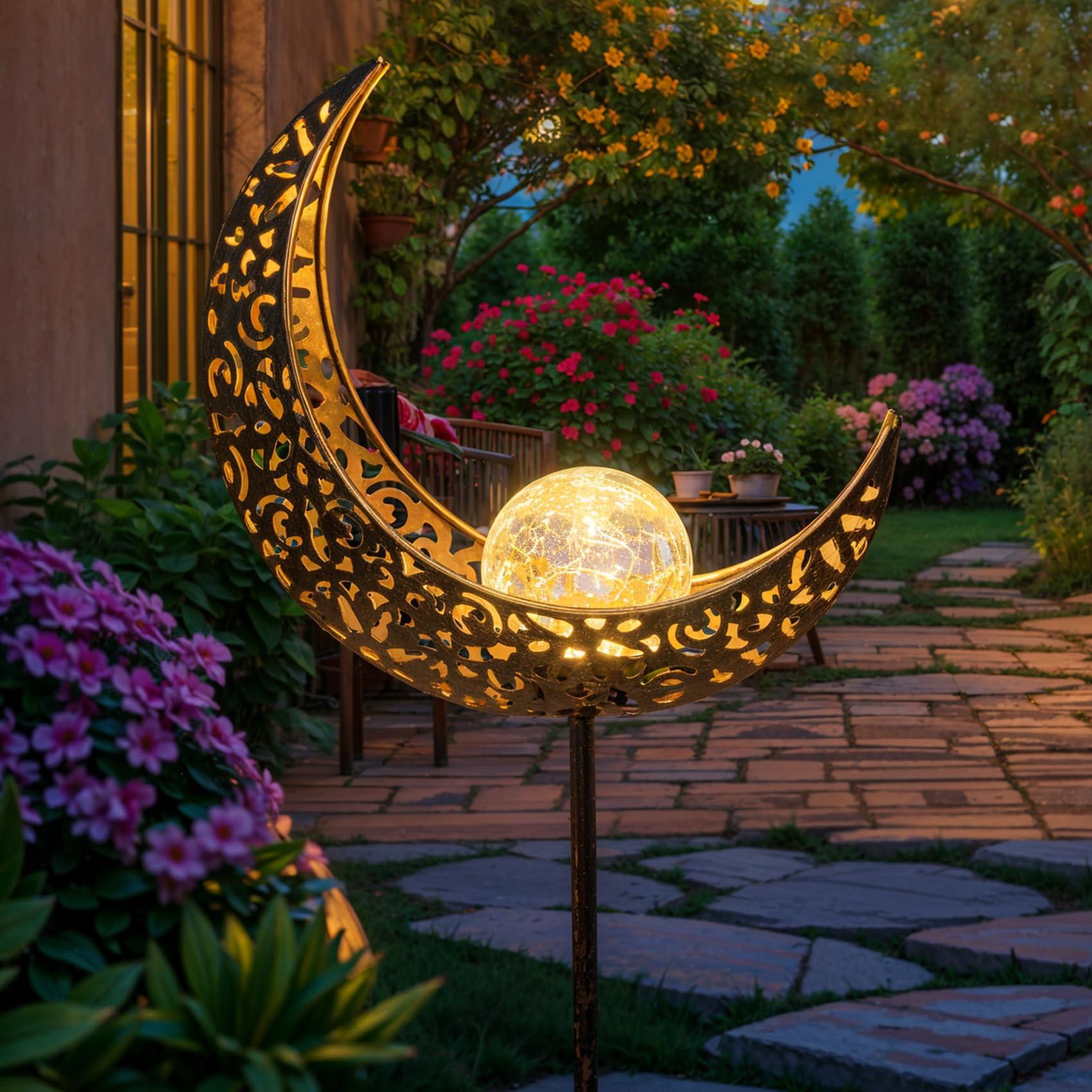 Photo 1 of TAKE ME Moon Solar Lights Garden Outdoor Decor Waterproof Metal Solar Stakes Lights for Patio Yard Walkway Lawn Patio Mothers Day Garden Gifts Mom Wife Grandma