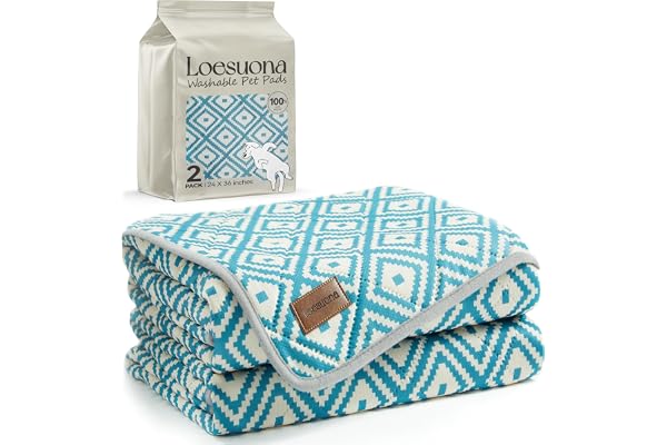 Loesuona Washable Pee Pads for Dogs , 2 Pack Ultra-Absorbent Reusable Puppy Pads with Waterproof & Non-Slip Backing, Leak-Pro