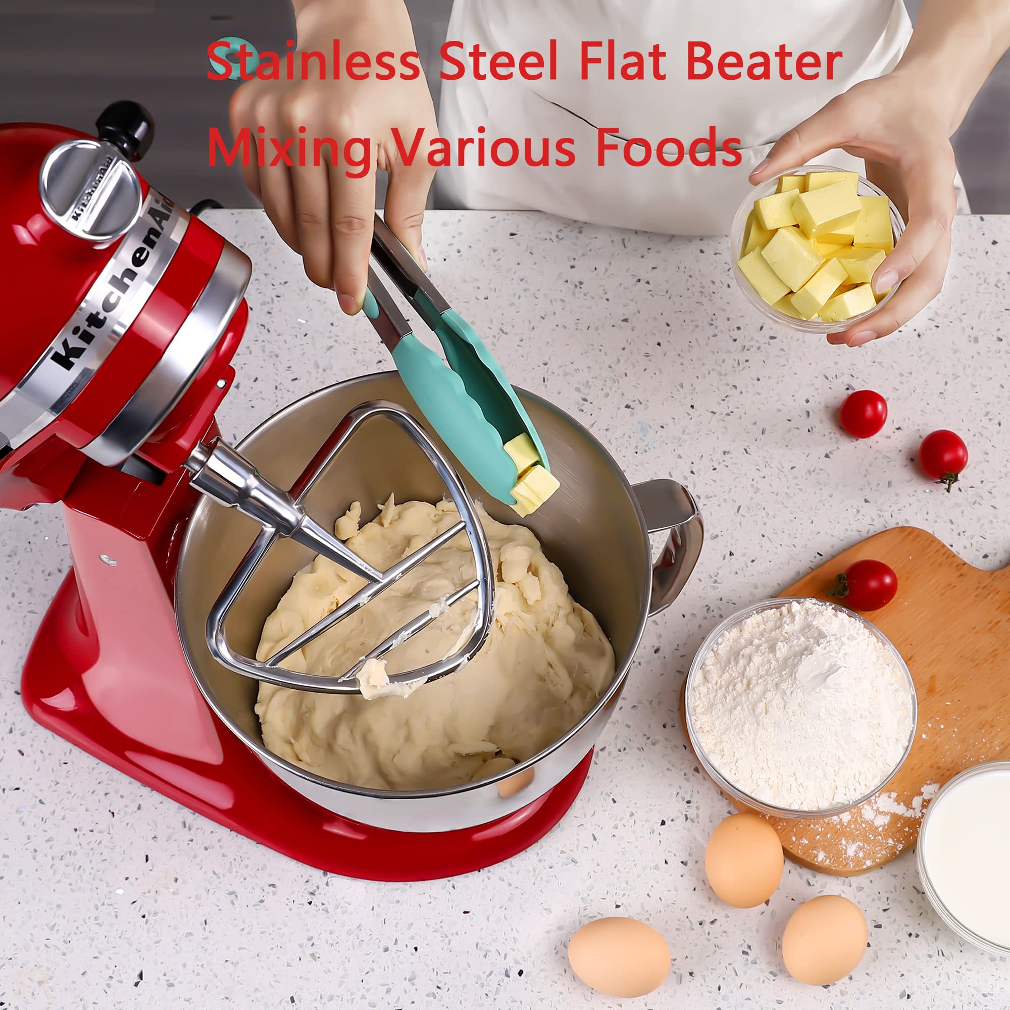 RAFBAR Beater Blade for Kitchenaid Mixer Tilt-head 4.5-5.0 Qt Stand Mixers, Stainless Steel Dishwasher Safe, Perfect Pastry Paddle Attachment