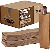 HOUZZKINGZ USA 125 Count Brown Kraft Paper Liquor Wine Bottle Bags - 4.5" x 2.5" x 16" - Casual Gift Wrap Bags