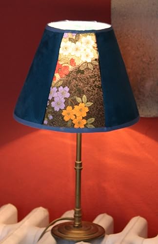 Abat Jour En Tissu Suedine Bleu Et Imprime Fleuri Japonais Amazon Fr Handmade