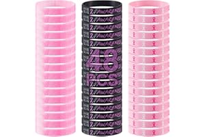 BIUBEE 48Pcs Breast Cancer Awareness Accessories Bracelets - Pink Ribbon Silicone Courage Wristbands for Breast Cancer Awareness Party Supplies Favors Women Survivor Gifts