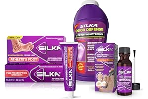 Silka Emergency Foot Care Kit, Max Strength Antifungal Liquid, Odor-Fighting Foot Powder, Antifungal Cream for Athletes Foot, Jock Itch, and Ringworm, Complete Solution for Healthy Feet
