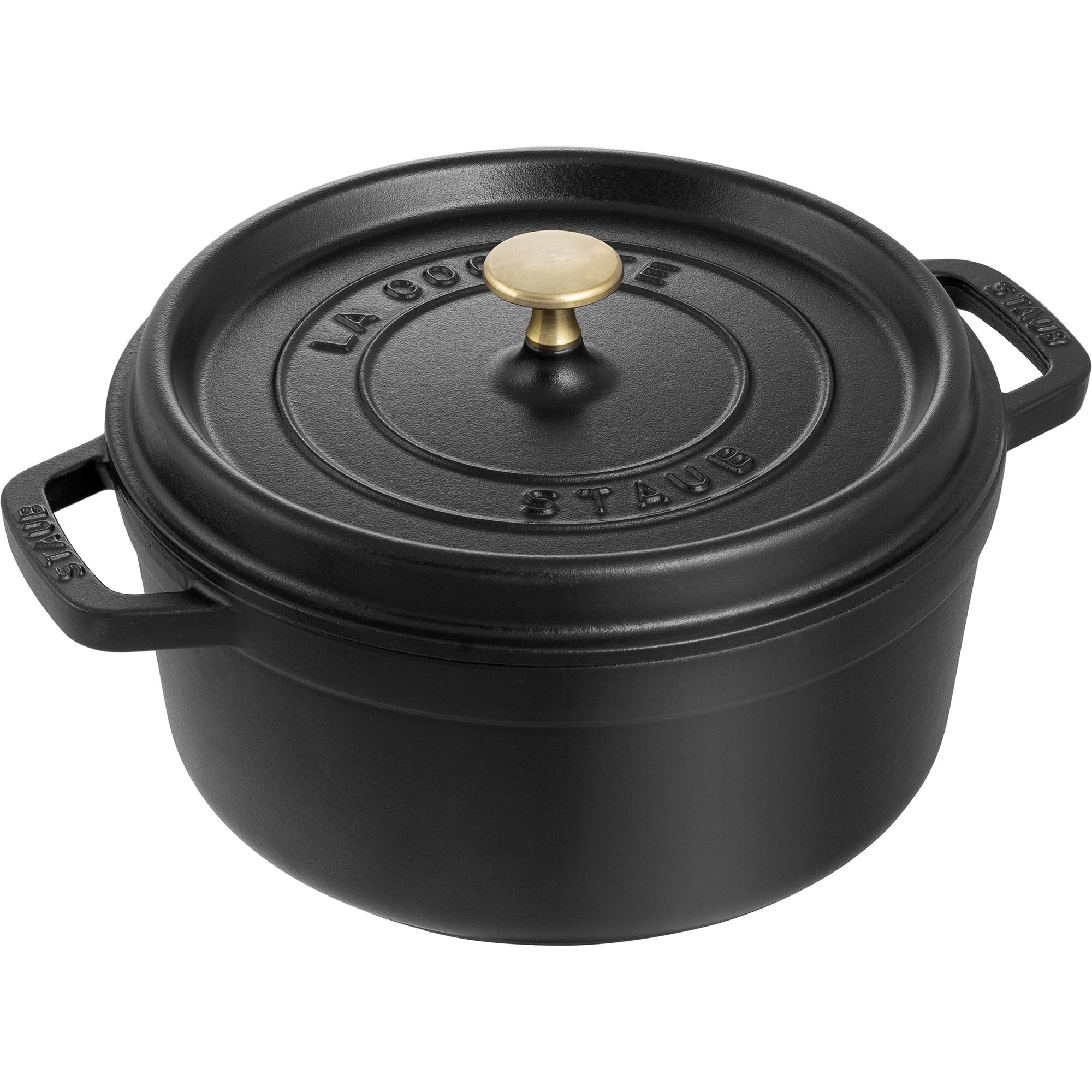 STAUB Cast Iron Dutch Oven 4-qt Round Cocotte, Made in France, Serves 3-4, Matte Black